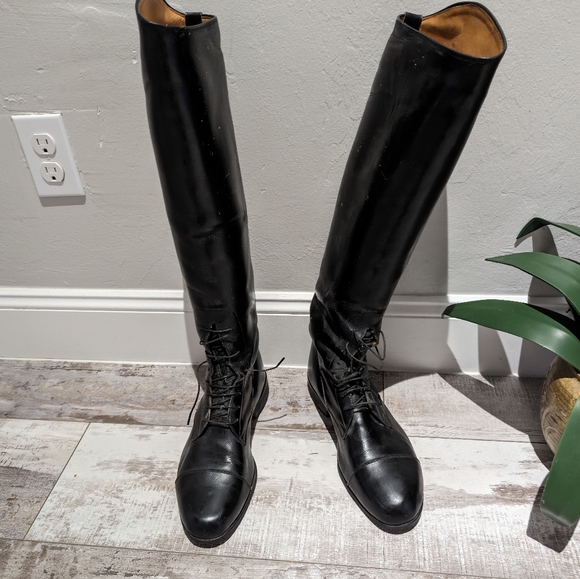E. Vogel Field Boots Riding Equestrian Dressage Tall Leather Custom - US 9.5 bla - Picture 1 of 5